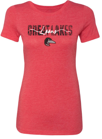 Great Lakes Loons 108 Stitches Red Script Tee - Women's