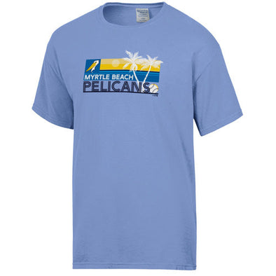 Myrtle Beach Pelicans Comfort Wash Porch Blue Short Sleeve Tee