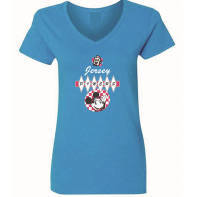 Somerset Patriots Ladies Minnie and Diners V-Neck T-shirt