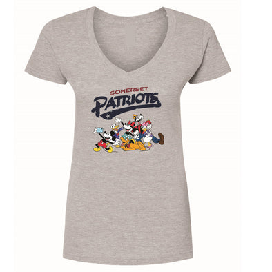 Somerset Patriots Ladies Mickey & Friends V-Neck T-shirt