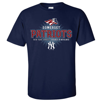 Somerset Patriots Adult Cotton Navy Short Sleeve Affiliate University T-shirt