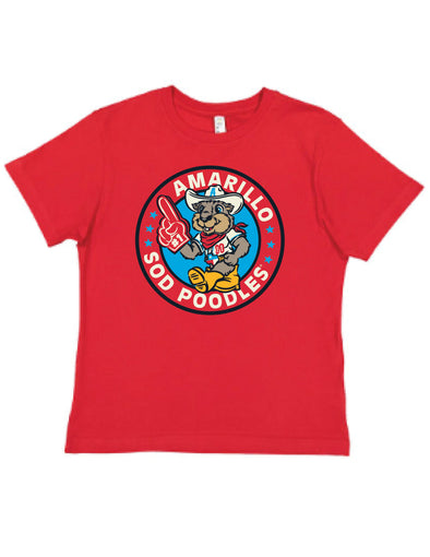 Amarillo Sod Poodles Red Youth RUCKUS Fan Tee