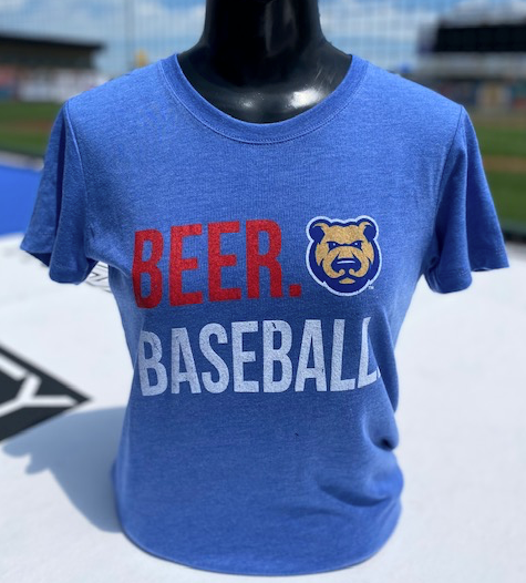 Women's Iowa Cubs NL Beer.Baseball Tee, Royal