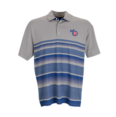 Men's Iowa Cubs Variegated Stripe Primary Polo, Royal/Gray