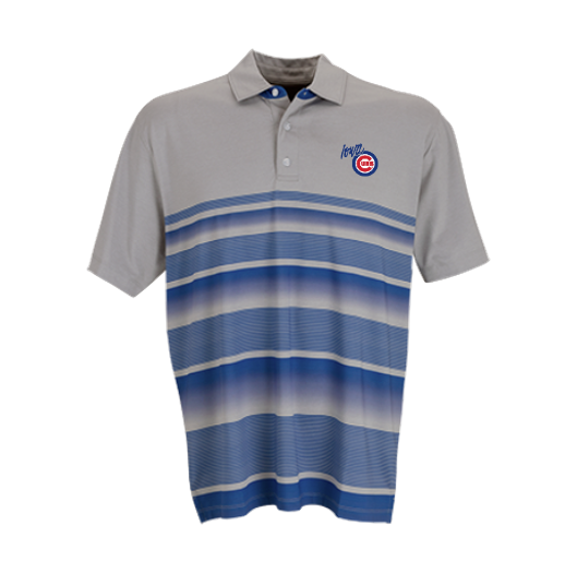 Men's Iowa Cubs Variegated Stripe Primary Polo, Royal/Gray