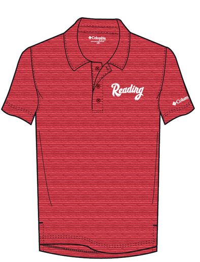 Columbia Red Omni-Wick Set II Polo W/ 'Reading' Wordmark