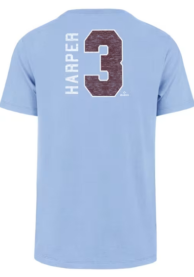 47 Bryce Harper Philadelphia Phillies Light Blue Coop Franklin Short Sleeve Fashion Player T-Shirt