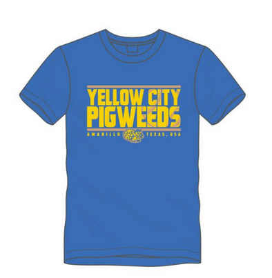 Amarillo Sod Poodles Royal Yellow City Pigweeds Performance  Tee