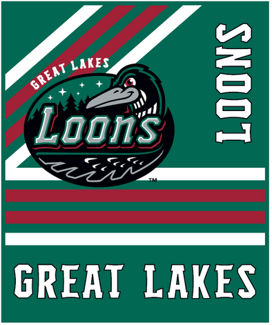 Great Lakes Loons Logo Brands Raschel Throw Blanket