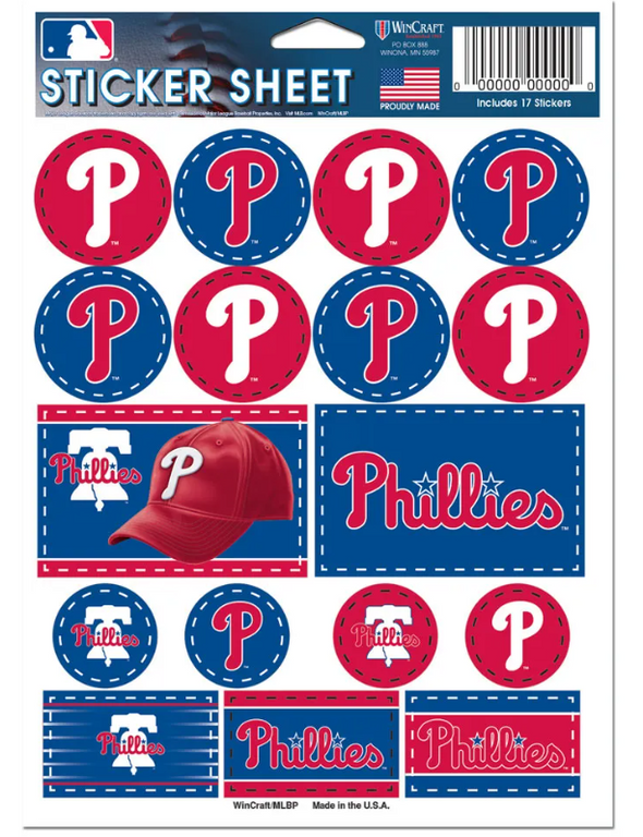 Philadelphia Phillies Vinyl Sticker Sheet 5" x 7"