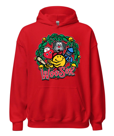 Worcester Red Sox Holiday Red Youth Mascot Wreath Hoodie