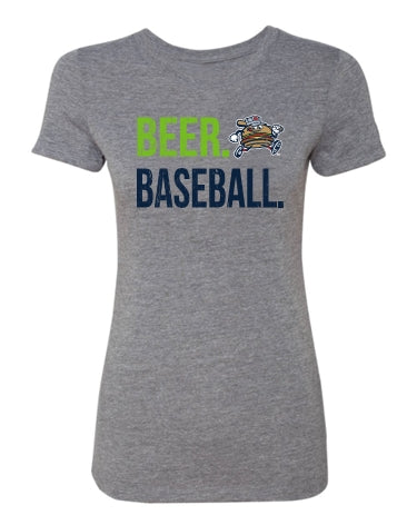 Women's Grey Beer & Baseball Tee