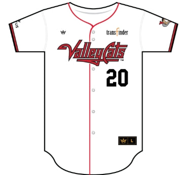 ValleyCats White Full Button Jersey