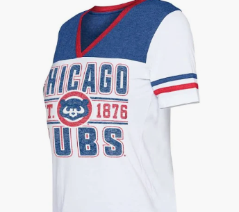 Women's New Era Chicago Cubs V-Neck Tee- White