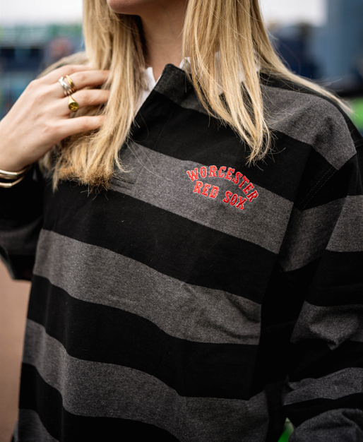 Worcester Red Sox Black WRS Striped Rugby Long Sleeve