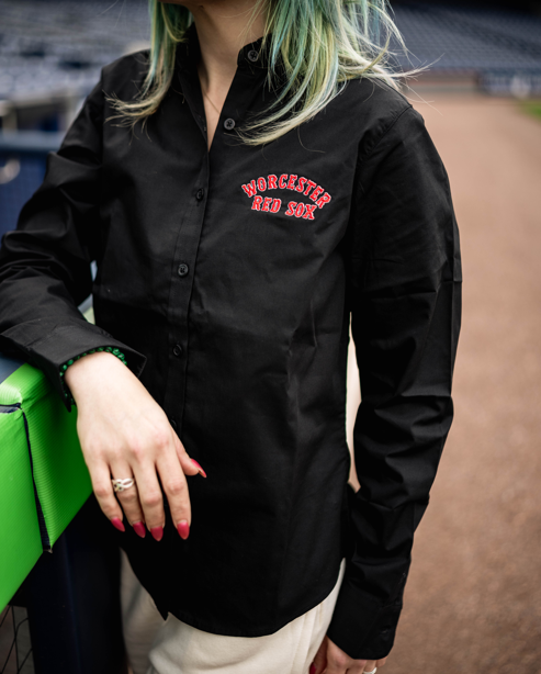Worcester Red Sox Women's Black Long Sleeve Poplin