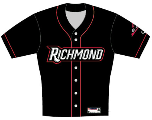Richmond Flying Squirrels Evoshield Black Replica Jersey