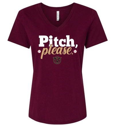 Woman's Pitch Please V Neck Tee