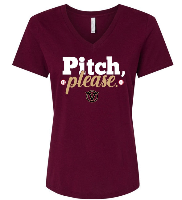 Woman's Pitch Please V Neck Tee