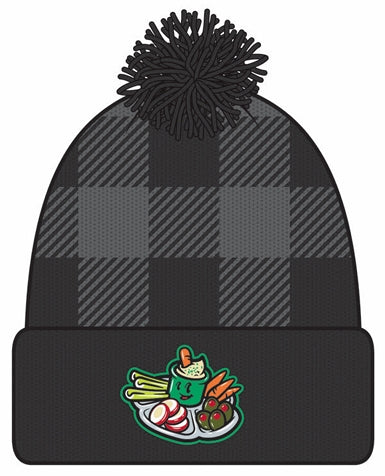Wisconsin Supper Clubbers Black/Charcoal Plaid Watch Cap w/ Pom