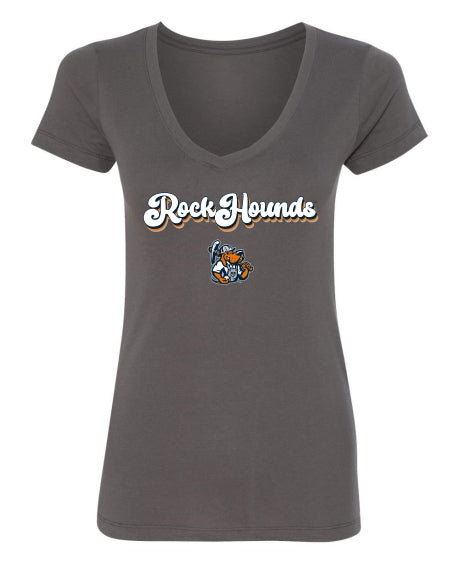 Midland RockHounds Women's Cursive V-neck Tee