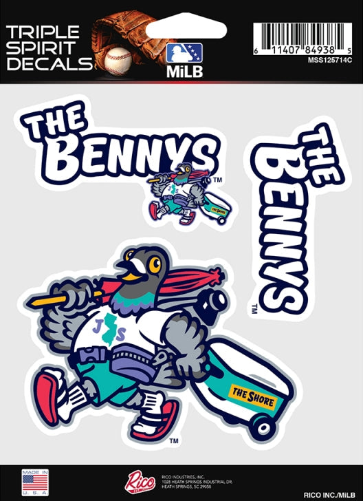 Jersey Shore BlueClaws TNC The Bennys 3 Piece Decal Set