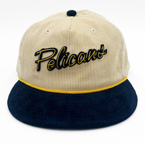 Myrtle Beach Pelicans Official League Tan Script Corduroy Adjustable Cap