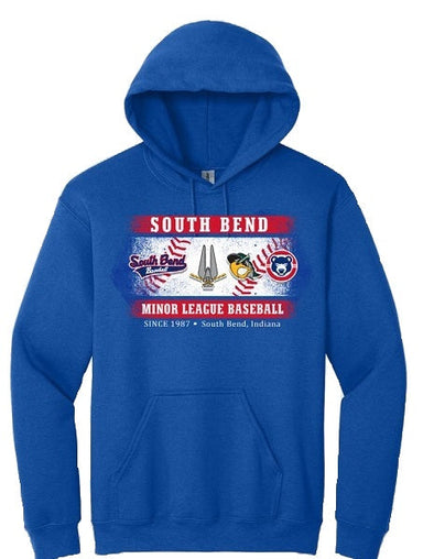 South Bend Cubs Throwback Hoodie Team Blue ft. Silver Hawks - Cubs Den Exclusive
