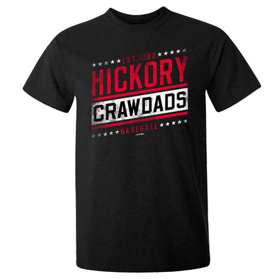 Hickory Crawdads Skew Black Ringspun Tee