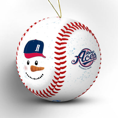 Aces Snowman Baseball Ornament