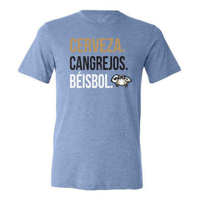 Chesapeake Baysox ADULT Cangrejos Cerveza LIGHT BLUE T-shirt