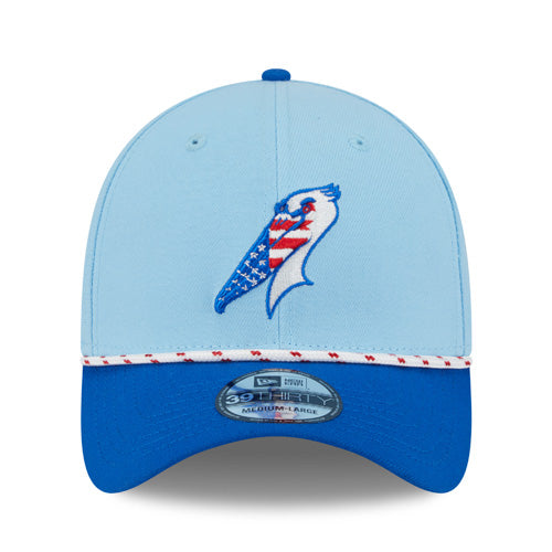 Myrtle Beach Pelicans New Era 2025 4th of July 39Thirty Stretch Fit Cap