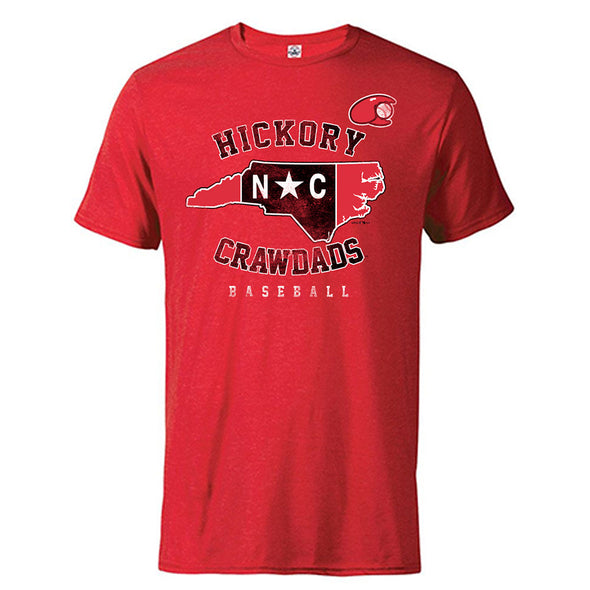 Hickory Crawdads State Flag Red Ringspun Tee