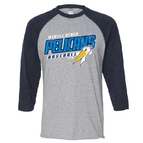 MYRTLE BEACH PELICANS BIMM RIDDER YOUTH NAVY RAGLAN THERAPY TEE