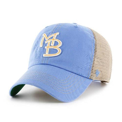Myrtle Beach Pelicans 47 Brand Periwinkle Blue and Khaki Game Adjustable Trawler Cap