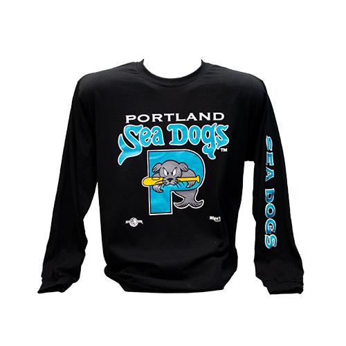 Sea Dogs Retro Teal Logo Long Sleeve Tee - Adult