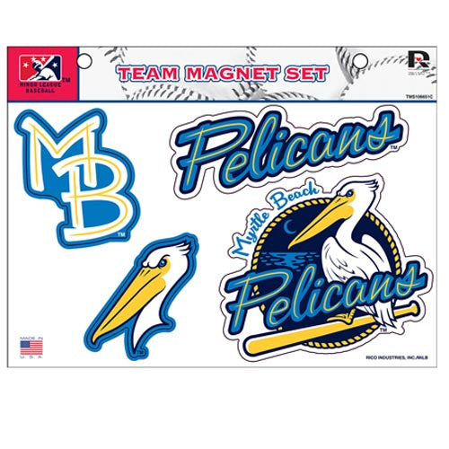 Myrtle Beach Pelicans Rico Industries Die Cut Team Magnet Set