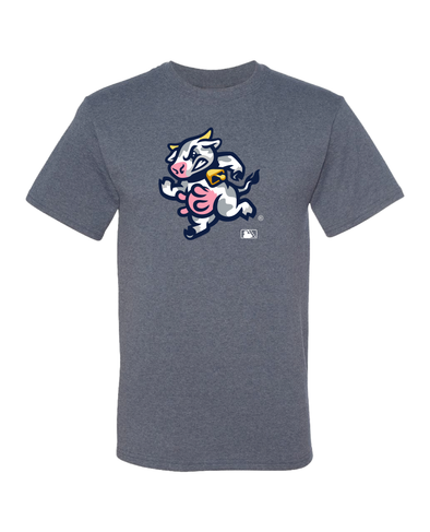 Udder Tuggers Freedom Wear Heather Navy Cow Logo Tee