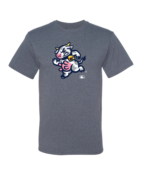 Udder Tuggers Freedom Wear Heather Navy Cow Logo Tee