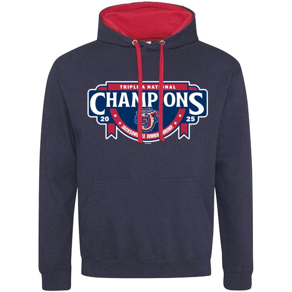Jacksonville Jumbo Shrimp BR 2025 Triple A National Champions Contrast Hoodie