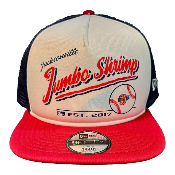 Jacksonville Jumbo Shrimp New Era Youth Retro Script A-Frame 9Fifty