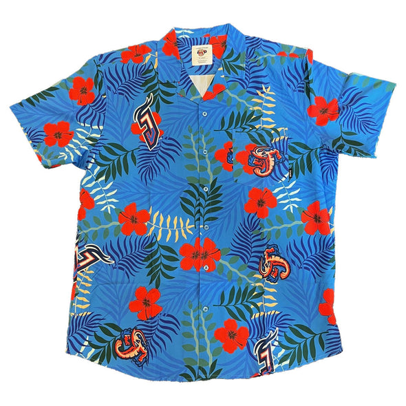 Jacksonville Jumbo Shrimp Floral Logo Hawaiian Button Down Shirt