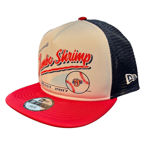 Jacksonville Jumbo Shrimp New Era Youth Retro Script A-Frame 9Fifty