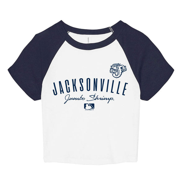 Jacksonville Jumbo Shrimp GoTeez Ladies Simple Crop Raglan Tee