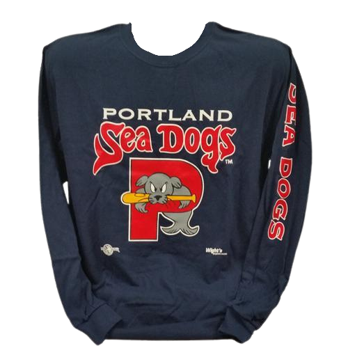 Sea Dogs Long Sleeve Navy T w/ imprint on sleeve - Youth