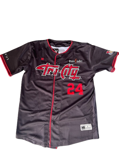 ValleyCats Full Button-Down Black Jersey