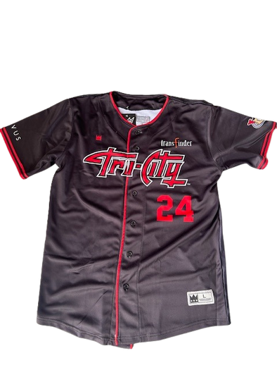 ValleyCats Full Button-Down Black Jersey