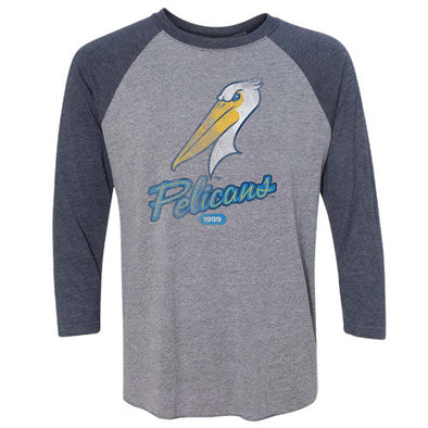 Myrtle Beach Pelicans Vantage Apparel Vintage Navy and Heather Tri-Blend Raglan Tee