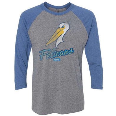 Myrtle Beach Pelicans Vantage Apparel Vintage Royal and Heather Tri-Blend Raglan Tee