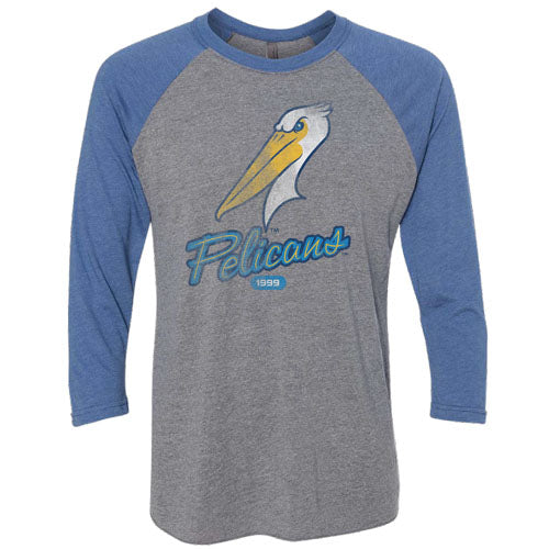 Myrtle Beach Pelicans Vantage Apparel Vintage Royal and Heather Tri-Blend Raglan Tee